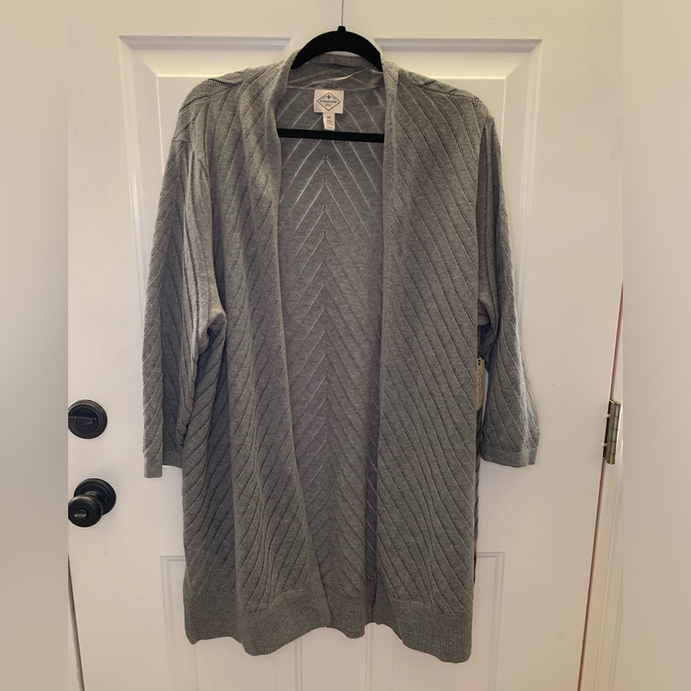 St John’s Bay Gray Textured Long Cardigan Sweater